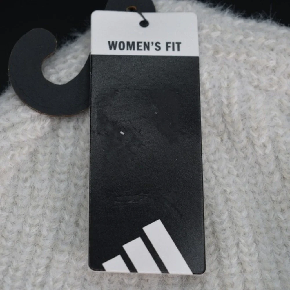 Adidas Women's Lifestyle Non Fold Beanie Knit Hat Cap Beige/White JL1134 NEW